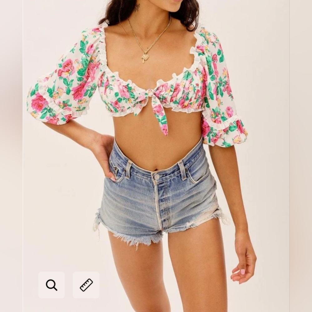 For Love & Lemons Baby Doll Whimsigoth  Imagen Crop  Floral Top Size Small